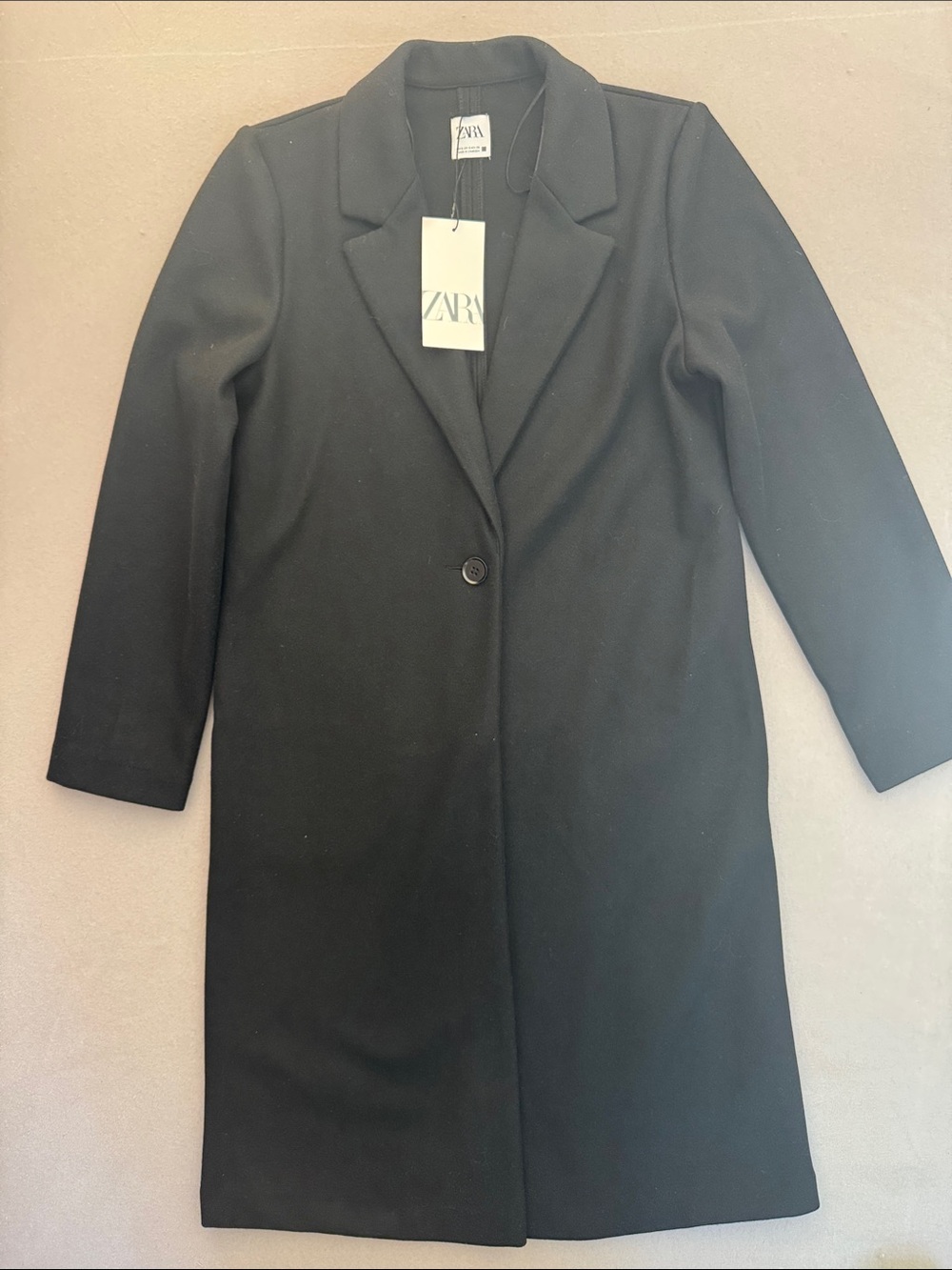 Zara Black Single-Button Long Trench Coat